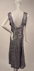 1930’S METALLIC SILVER LAME DRESS W LEAF PATTERN