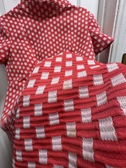 True Vintage Red Pink Polyester Dress, 30 Inch Waist