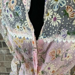 VINTAGE Sheer Floral Maxi Dress Wmns S Pastel Pink Long Sleeve Cottagecore #2B5