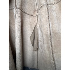 Vintage 1950s-1960s Tan Suede Leather Trench Coat Fur Collar Cuffs No Tags Sz S
