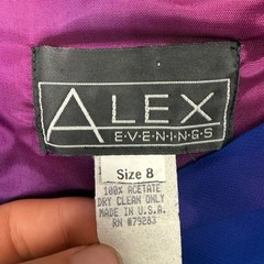 Alex Evenings Vintage Royal Blue Off Shoulder Gown Rhinestone Slit Dress Size 8
