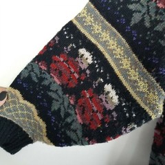 Import workshop Medium vintage 80’s wool blend sweater roses argyle fair isle