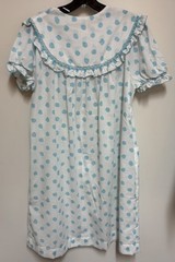 Vintage Barbizon Seraphim Batiste Blue White Polka Dot Nightgown House Dress Lg