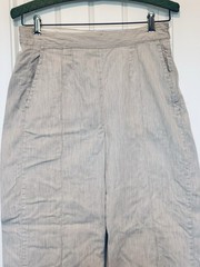 50s Vintage Women’s Side Zip Brown White Stripe Cotton MCM Pants 27″ waist x 25