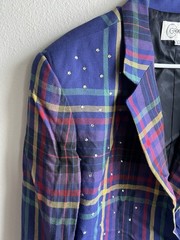 Cedars Vintage Plaid and Rhinestone Blazer Size L 90’s