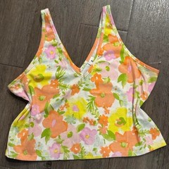 Vintage 2000s boho orange, pink, and yellow floral tank top size xl