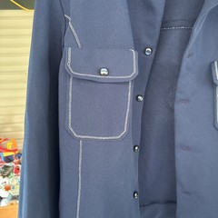 Vintage 1970s Navy Polyester Leisure Jacket With Contrast Stitching