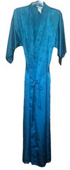 Vintage It’s Mine By David Frank Silky Robe Jade Green W/ Floral Print Size M
