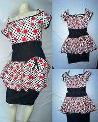 VTG 80S 90S WOMENS POLKA DOT LOUD RETRO NEW WAVE WIGGLE DRESS