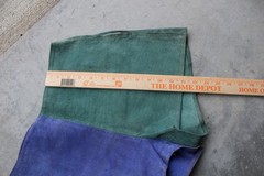Vintage 60s 70s Blue Green Color Block Leather Suede shorts sz 28×13