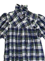 Vtg! Plaid Flannel Dress Sz S Cotton Blend Fall Winter Country Ruffle 80s NICE!