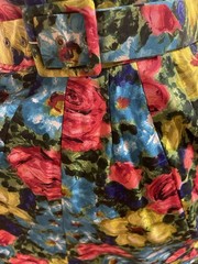 NWOT Vintage 50s Multi Floral Cotton FULL Dress JEUNESSE Pockets BELT M L SPRING