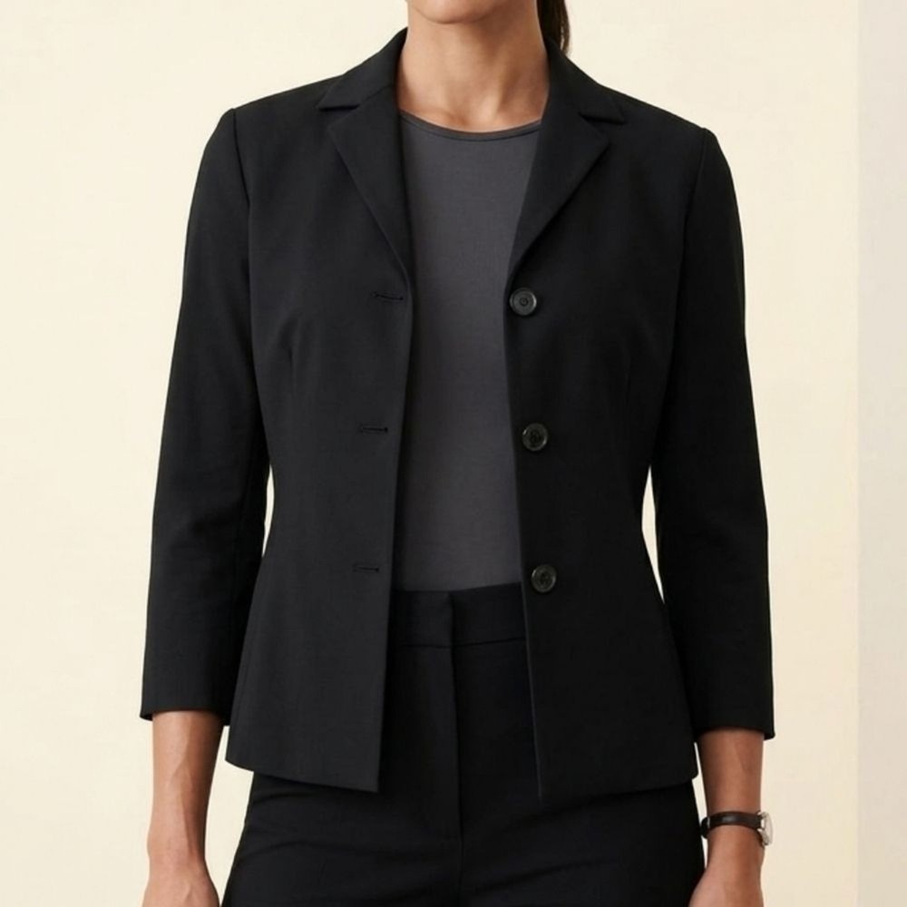 Vintage DVF Black Tailored Colin Jacket 3-Button Blazer Size 6 Made in USA