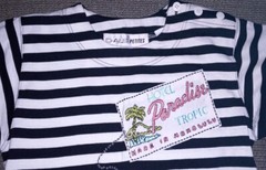 Vintage Shirt Short Sleeve Beaded Striped Petite Hotel Paradise Honolulu Travel