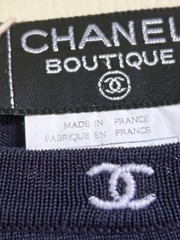 CHANEL BOUTIQUE 1998C NAVY BLUE CC LOGO COTTON TOP FR42-40
