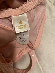 Victoria’s Secret Vintage Gold Label Wide Strap Pink Lace Bra 34C ILGWU Union