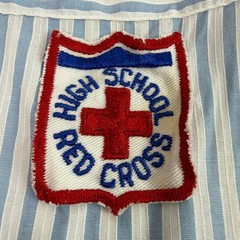 Vintage Red Cross Youth Uniform Pinafore Dress High School Candy Striper Blue S