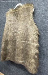Vintage 70s Women’s Brown Faux Fur Vest Satin Fleur-de-Lis Lining Open Front