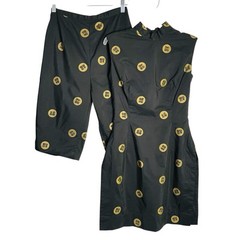 Vtg Alfred Shaheen Womens Hawaii Set S Black Asian Detail Cheongsam Tunic Shorts