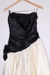 Zum Zum Prom Dress Strapless Black White Bow Lace Tulle VTG 80s 90s Small Satin
