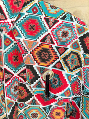 Vintage Southwestern Western Shirt Womens S Aztec Geometric Print Snap Front USA