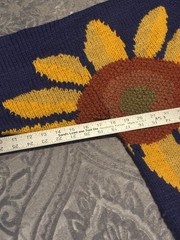 Express Tricot Cardigan Women One Size Blue Sunflower Hand Knitted Wool Vintage