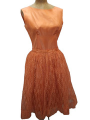 Vintage 1960’s Orange Rayon Taffeta Tulle Party Dress Size Small