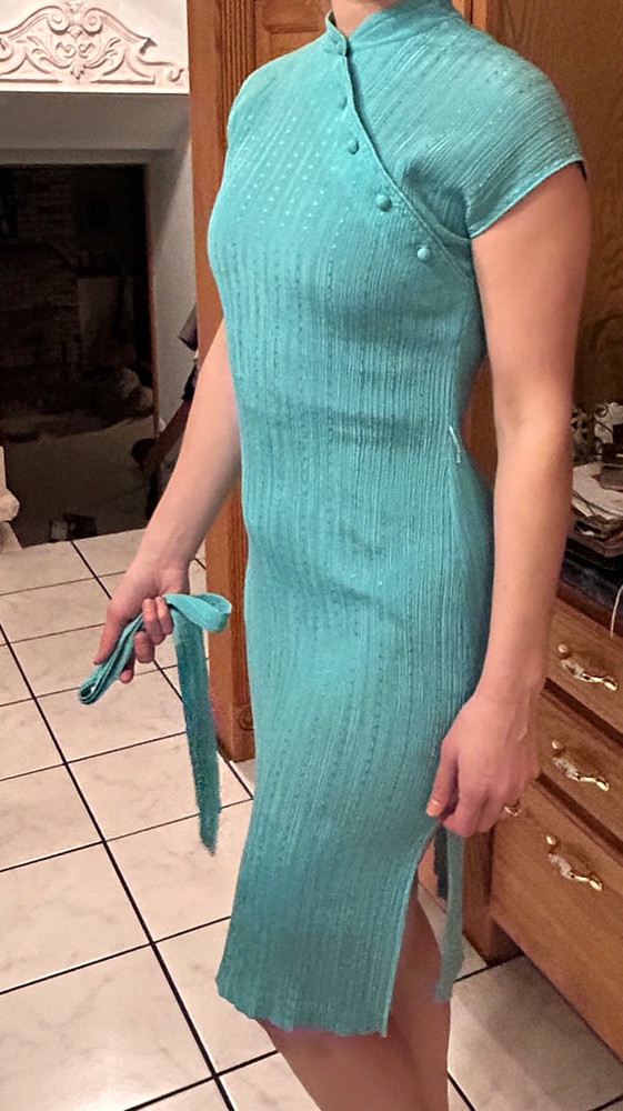 Vintage Chinese Oriental Style Sexy Dress Stretchy S or M REDUCED