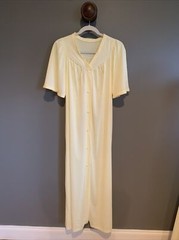 Vtg SHADOWLINE Nylon Satiny Silky Nightgown Peignoir Robe Long SET 2pc Medium