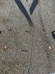 DORENE Made In Ireland Wool Tweed Herringbone Double Breasted Blazer UK 14 VTG