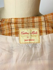 Vintage 1950s GOLD Plaid Wool Cropped Jacket Custom Made by Janet Stricker Lined