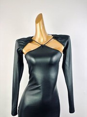 Vintage VTG 90s y2k goth shiny pleather mini dress