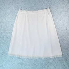 Vintage Shadow Line Women’s Ivory Nylon Half Slip Skirt Lace Trim Size Medium