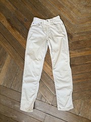 Vintage Caroche beige trousers, high-waisted straight-leg pants