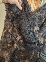 VINTAGE LILLIE RUBIN PARIS BEADED & LACE FORMAL EVENING GOWN -sz 12-14