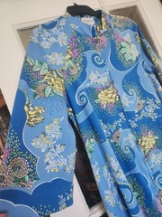 Vtg Christian Dior Saks Fifth Ave Blue Flower Paisley Lounge Wear Mrs Roper