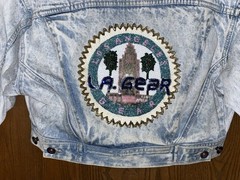 Vintage LA Gear Denim Jean Jacket Size Small Cropped Beaded Sparkle
