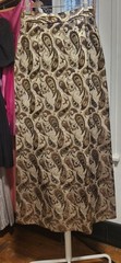 Vintage 1960’s Custom Unbranded Metallic Gold Brown & Taupe Paisley FL Skirt S