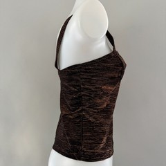 vtg 90s FORMULA X Brown Bronze Copper METALLIC Tank Top Club Delias S USA Y2K