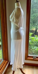 1930s Bridal Nightgown | Embroidered Bias Cut Boudoir Gown | Ivory 30DI