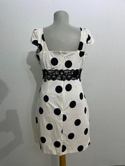 Vintage dotted midi dress polka dot dress with lace at the waist.