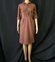 GAY GIBSON vintage 1940s 50s WOOL & LACE SHIRT WAIST DAY DRESS 25 inch waist