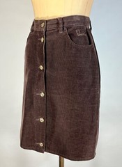 Vintage 1990’s brown corduroy button-front hi-waist short skirt by PATRICK X