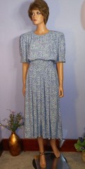 Vtg Early ‘90s Karin Stevens (KSL) Cottagecore/Secretary Rayon Dress, Mod 11/12