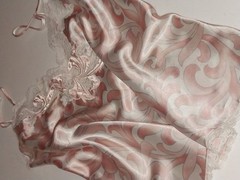 VTG SATIN SHINY APLQ PINK SWIRL FLORAL SPAGHETTI STRAP CAMI TANK TOP SHIRT S/M