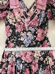 Vintage 80’s 90’s Lady Carol Pink Bows Floral Cottage Core Dress Size 12 EUC
