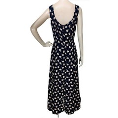 VTG 90s Nostalgia Black Floral Sleeveless Button-Down Grunge Prairie Maxi Dress