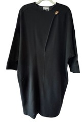 Vintage N.R.1 Made In USA Black Wool Crepe Minimalist Avant Garde Midi Dress 12