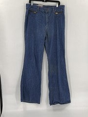 Vintage Royal Crown Blue Jeans Zipper Pockets Flare Wide Leg Size 38 (37Wx35L)