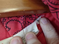 Vintage 80s Bimini Paisley Quilted Jacket Red Black Corduroy Trim Snap Front
